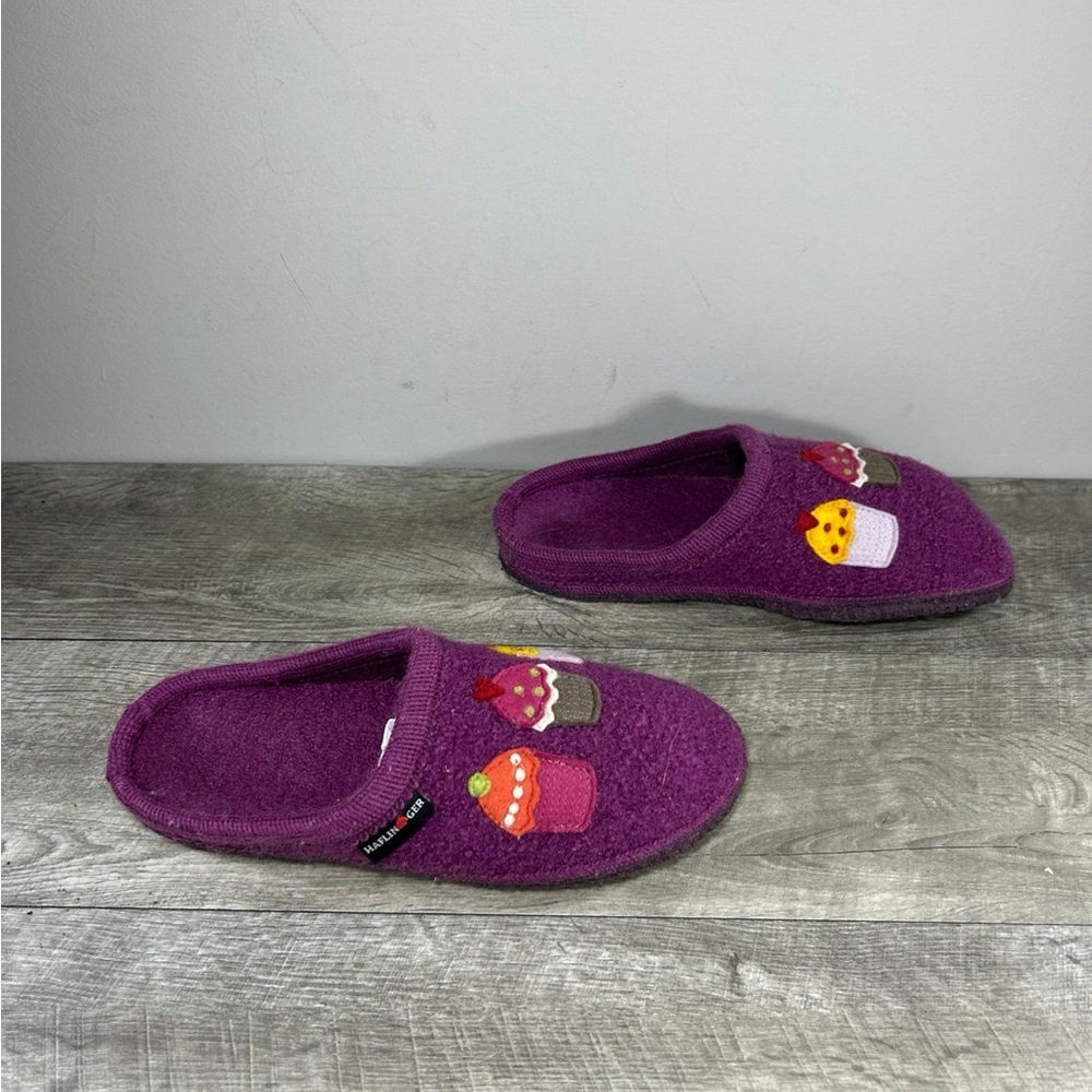 Haflinger Cupcake Purple Grizzly Wool Classic Womens Clogs Mules Slipper Shoes 8
